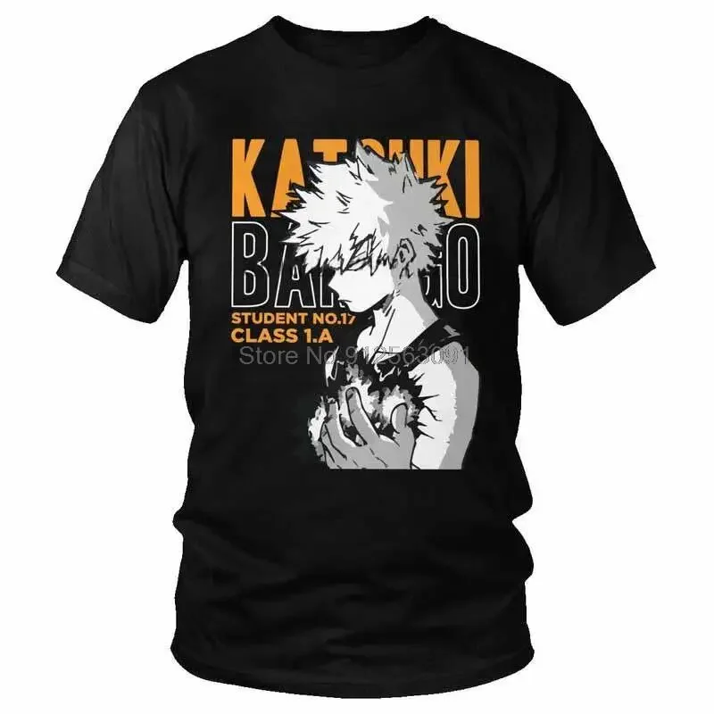 Boku No Hero Academia T Shirt Mens Cotton Print T-shirt Novelty Tshirt Short Sleeve Katsuki Bakugo Tee Top