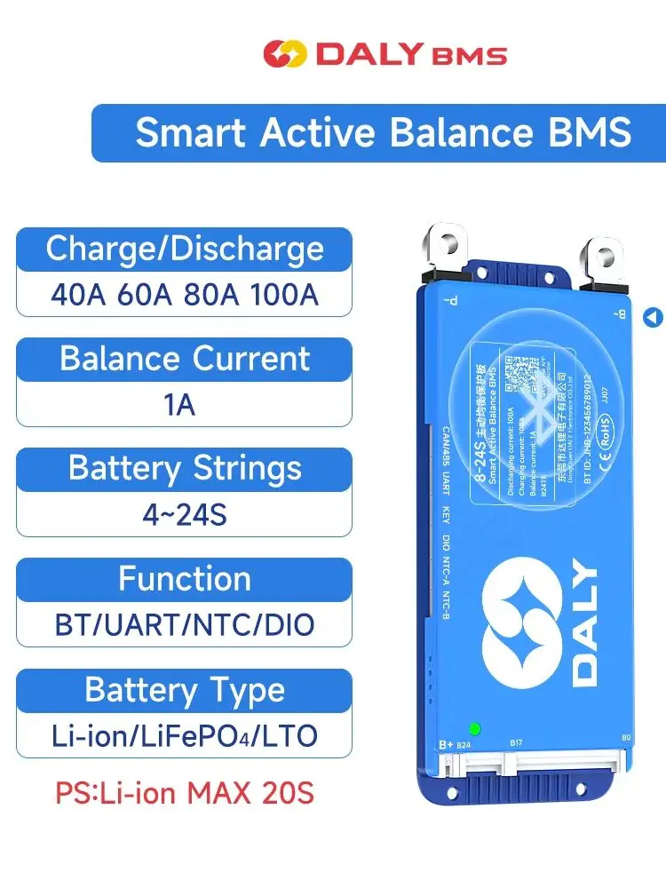 Daly BMS 4S 8S 10S 13S16S 17S 24s Smart bms wifi Actieve balans BT 200A 100A 150A Lifepo4 Li-ion bms lifepo4 Duitse Amerikaanse Verzending - afbeelding 2