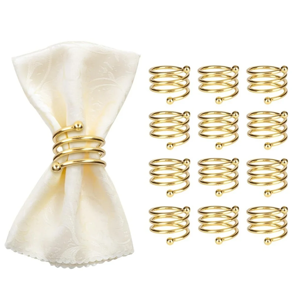 

Modern Metal Two Bead Napkin Rings For Hotel Restaurant Table Setting Decoration Napkin Party Wedding -Gifts Party Decor