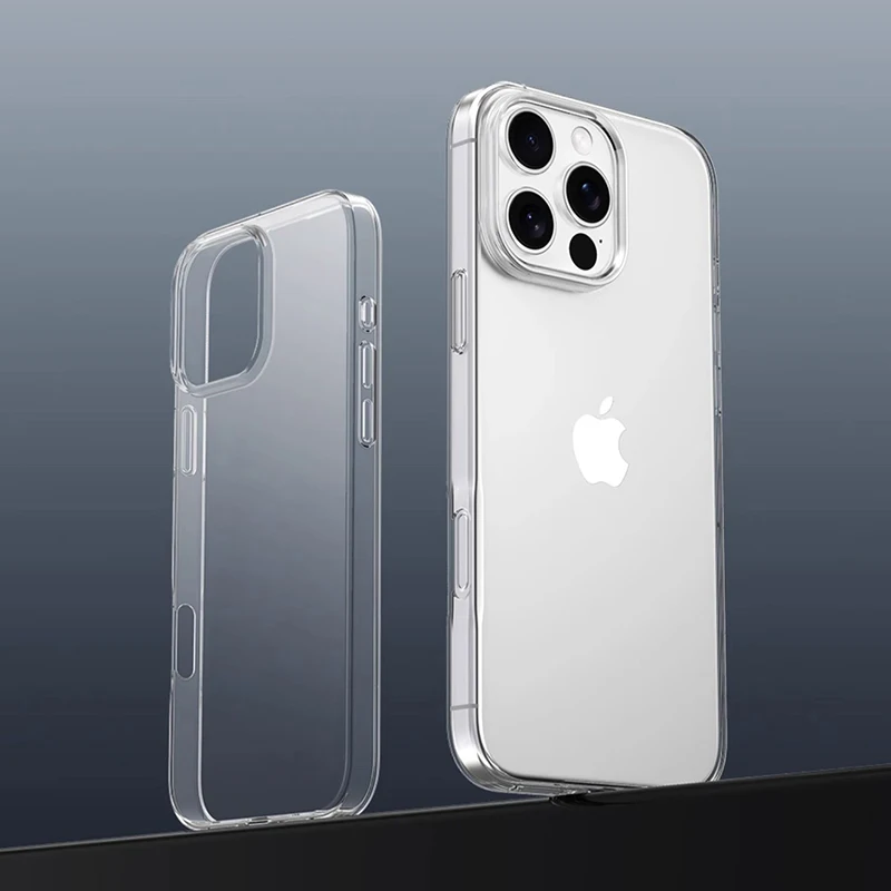 

Original Transparent Silicone Soft Case For iPhone 17 Air 16E 16 15 14 13 12 11 Pro Max Plus Mini Ultra Thin Clear Back Cover