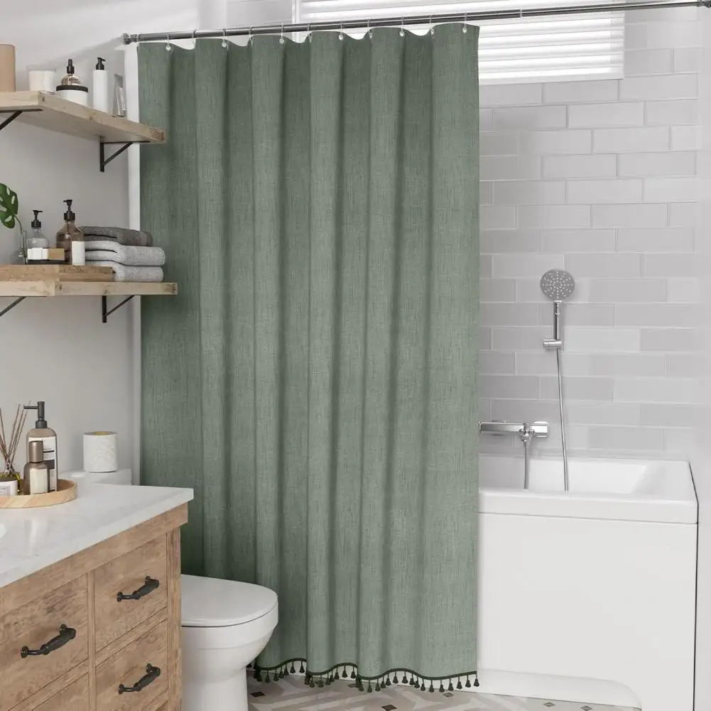 Bohemian Shower Curtain Vintage Shower Curtain Boho Farmhouse Shower Curtain with Tassels Fringed Edge Bath with Grommets Soft