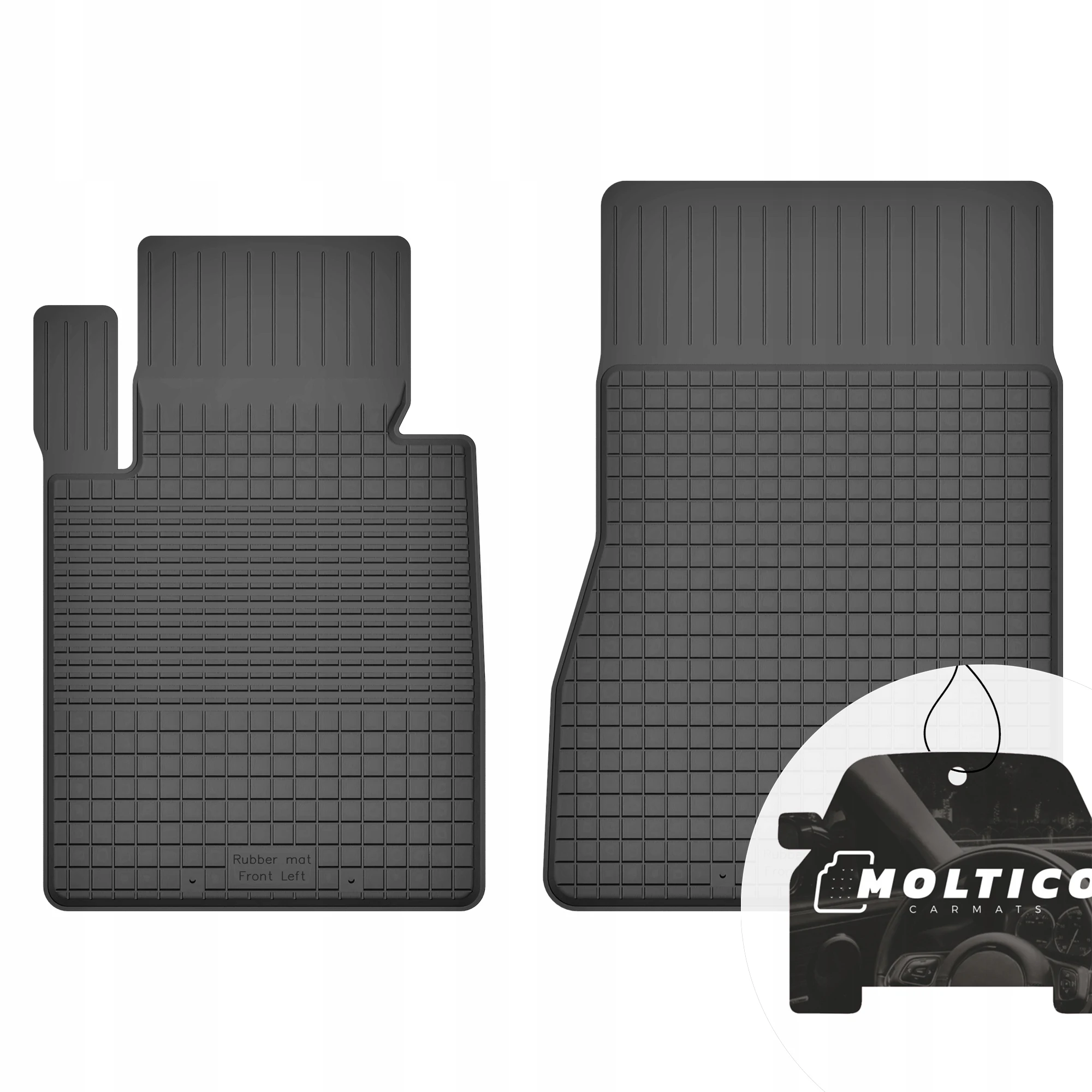 Rubberen vloermatten, geschikt voor de voorzijde van een BMW X5 E53, bouwjaar 2000-2006, met rand.