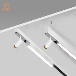 White Magnetic Track Light Grille Flood Lamp Modern Embedded Flexible Linear Fixture LED Spotlight DC48V Ceiling Indoor Living