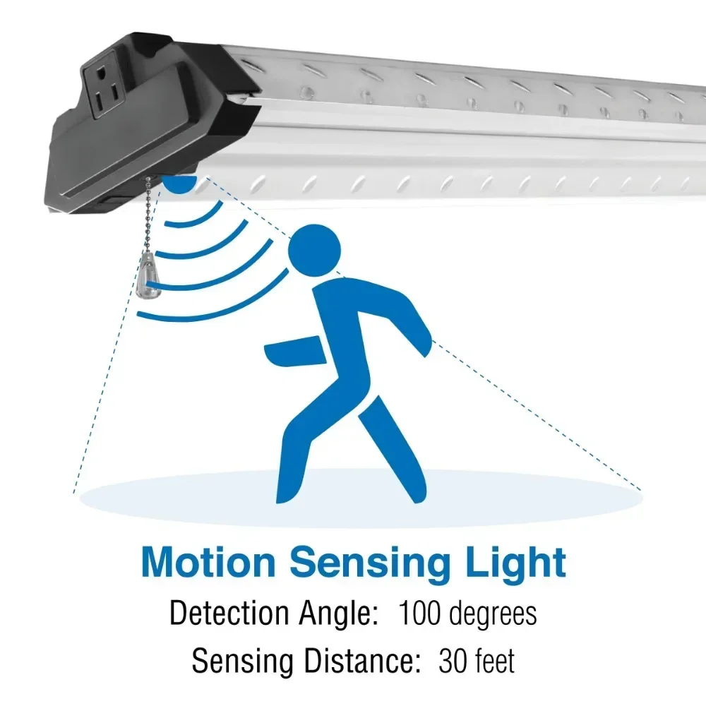 LED Shop Light com Movimento, Aço Tread Plate, 10.000 Lumen, 4ft