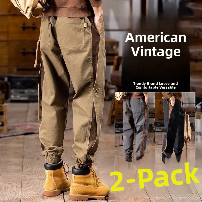 

Retro American Work Pants Men's Casual Trousers No Iron Resistant to Dirt And Wear Long Pants Loose Fit Youthful Energy Sle