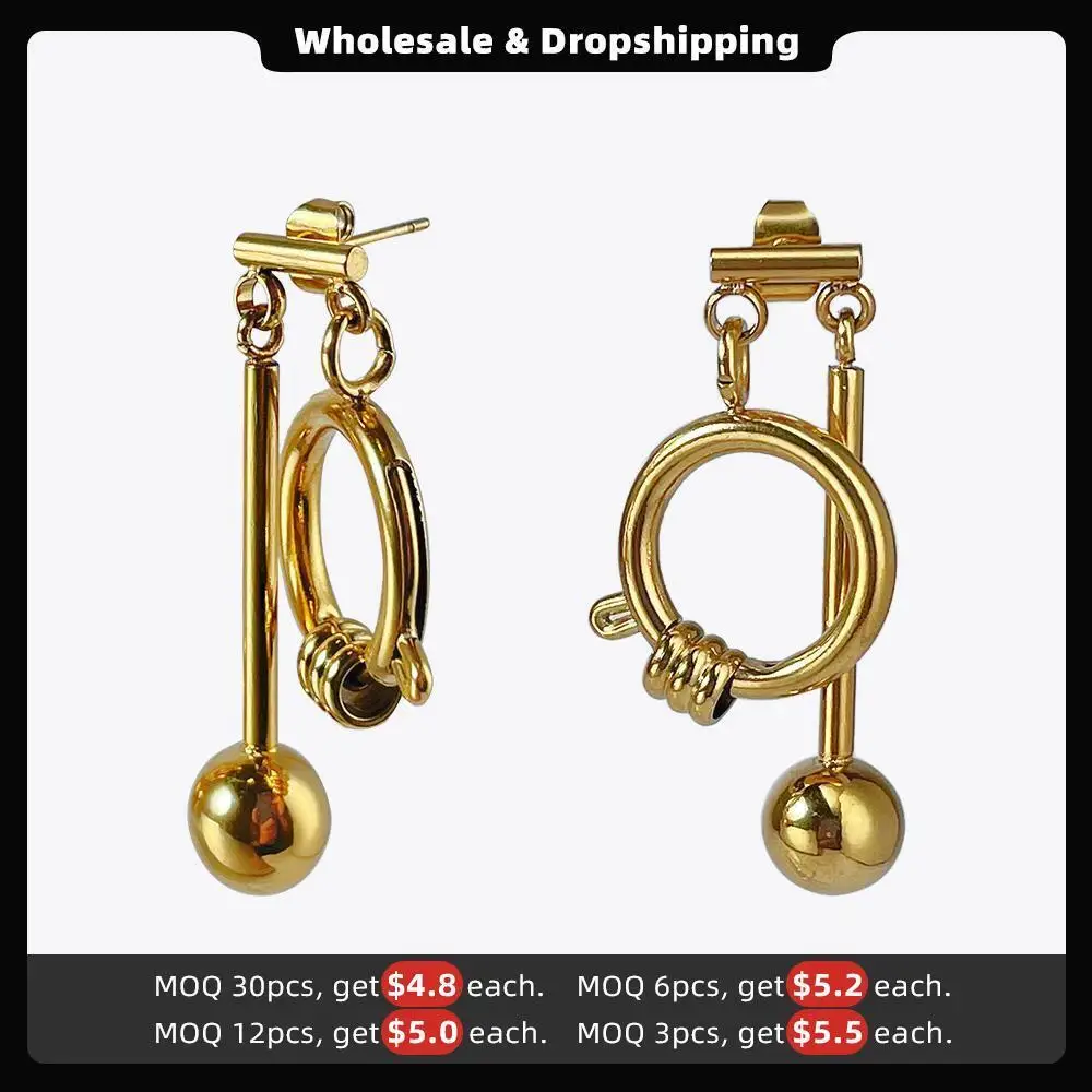 ENFASHION Punk Ball Dangle Earrings For Women Gold Color Fashion Jewelry 2022 Stainless Steel Earings Piercing Kolczyki E211345