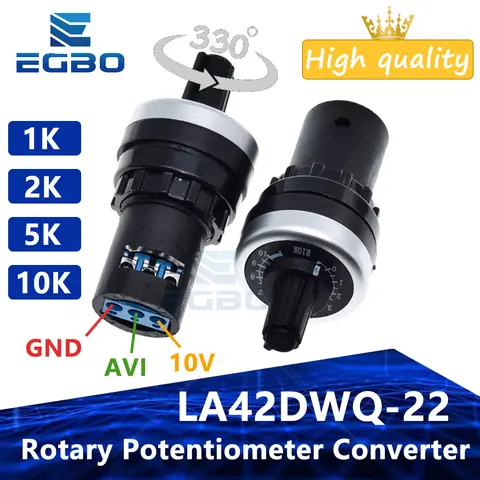 LA42DWQ-22 1K 2K 5K 10K 22 mm diameter Potentiometer Roterande potentiometer Omvandlare Regulator Inverter Motståndsbrytare 10 best sales 10k potentiometer - №5