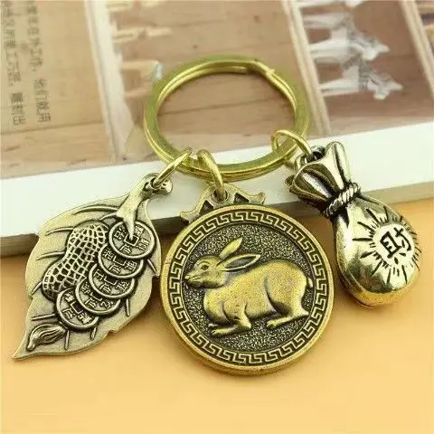 12. 12 zodiac popular pendants, creative personalities, vintage lucky money bags, one leaf fortune, car key chain, zodiac