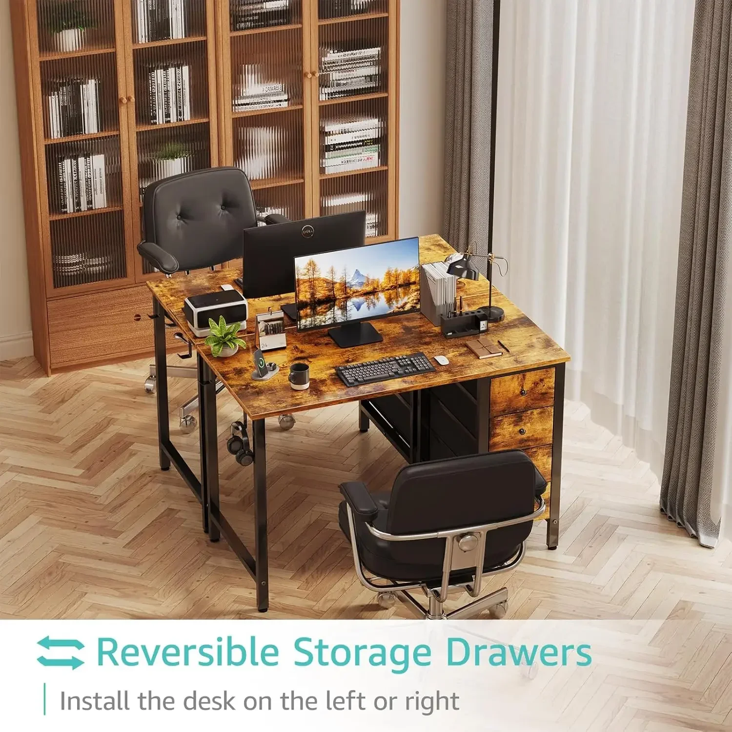 40 inch Computer Desk with 4 Drawers, Kids Student Small Desks for Home Office Small Space, Work PC Desk Table for Bedro