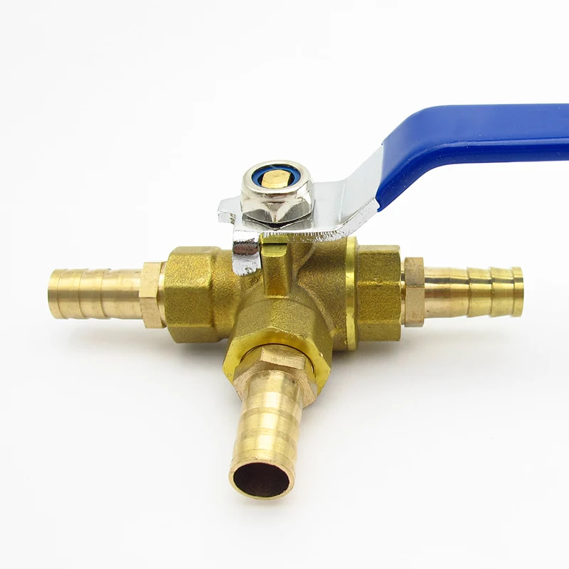 4 6 8 10 12 13 14 16 19 20 25 32mm Hose Barb Tee 3 Ways Full Port T-Port  L-Port Brass Ball Valve Connector For Water Oil Gas