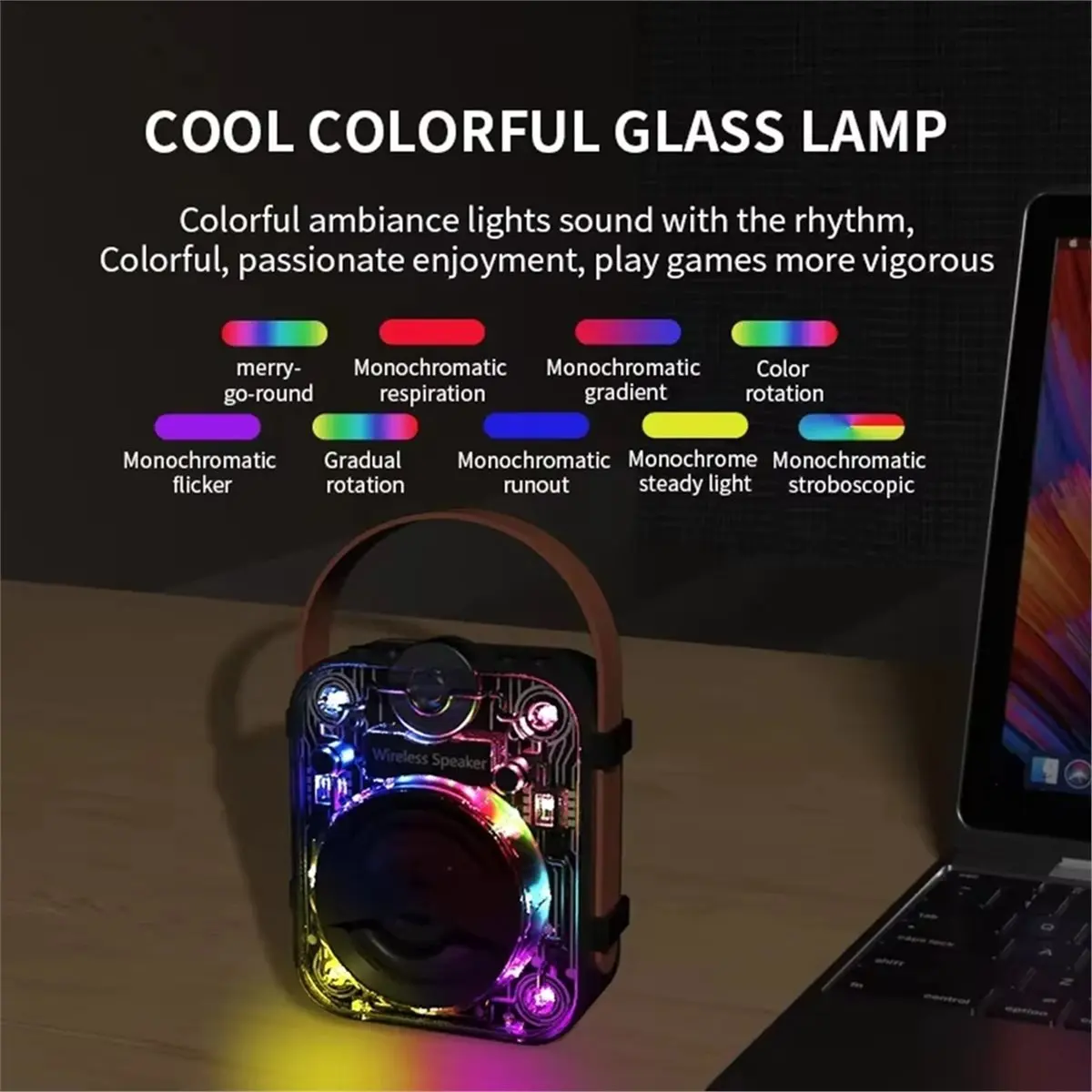 

*HOPE Wireless Bluetooth Speaker with Shocking Sound Quality Dazzling Light Effect Multiple Playback Modes Mini TWS Soundbox