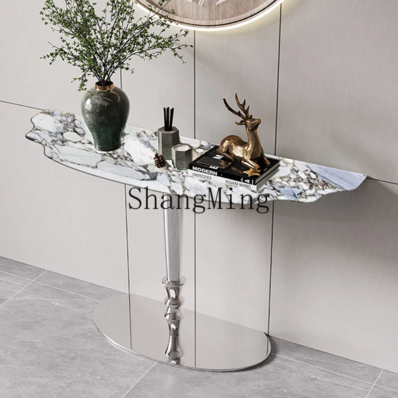 

CL entrance entrance table villa large flat floornew light luxury marble luxury stone entrance table high-end