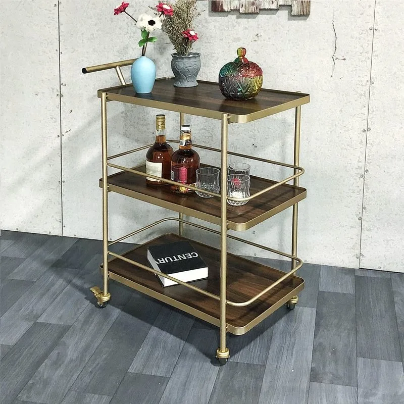 High-end mobile trolley food delivery cart household three-layer cake cart trolley hotel ktv wine tea trolley