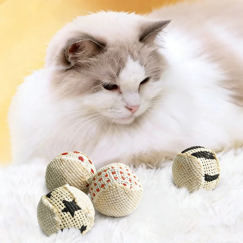 Canvas Cat Toys Balls with Bell Inside Interactive Toys Chew Toys for Cat Kitten Ball Cat Toy Interactive Cat Toy for Indoor Cat