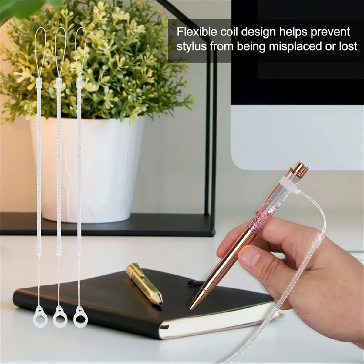 10pcs Pen Lanyards, Anti-Lose Pen Leash with Silicone Loops Elastic Lanyard Tether for Tethering Stylus to Touchscreen