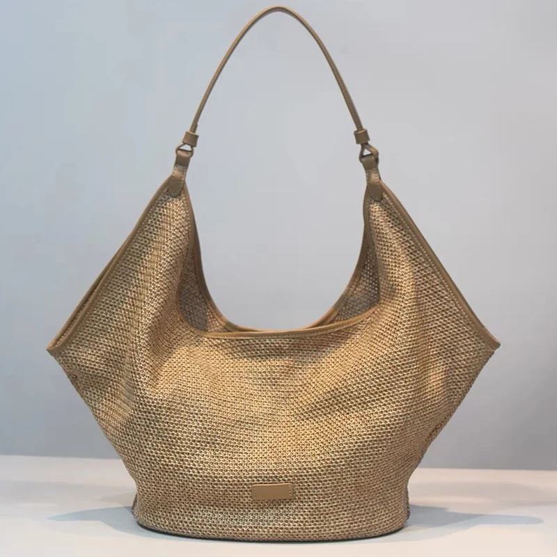 Bolsos de paja de playa de gran capacidad para mujeres Bolsos y monederos de diseñador de lujo 2024 Nuevo en papiro tejido con bolsillo interior Bolso de hombro para axilas alta calidad envío gratis