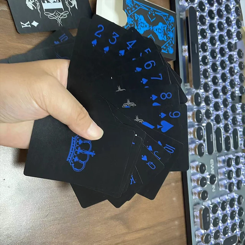 Black Blue Playing Cards Board Games Child Kids Toys Gift 5.7cmX8.9cm Red Golden Waterproof PVC Magic Poker Deck Card Game Set