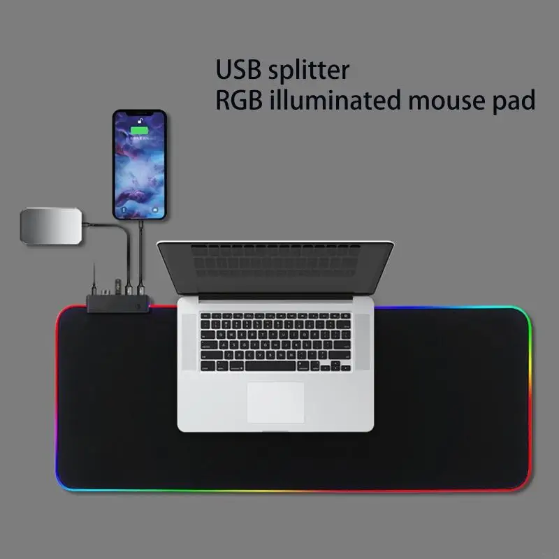 781e LED Light Gaming Hub 4 Porta USB Mouse Pad RGB Teclado Base Base borracha LAPTOP PC Laptop para PC Laptop
