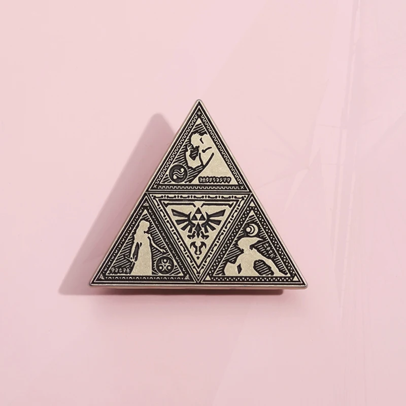 Brooch Retro Geometric Triangle Power Metal Badge Punk Pin Jewelry Accessories Gifts For Friends Creative Triangle Game Enamel