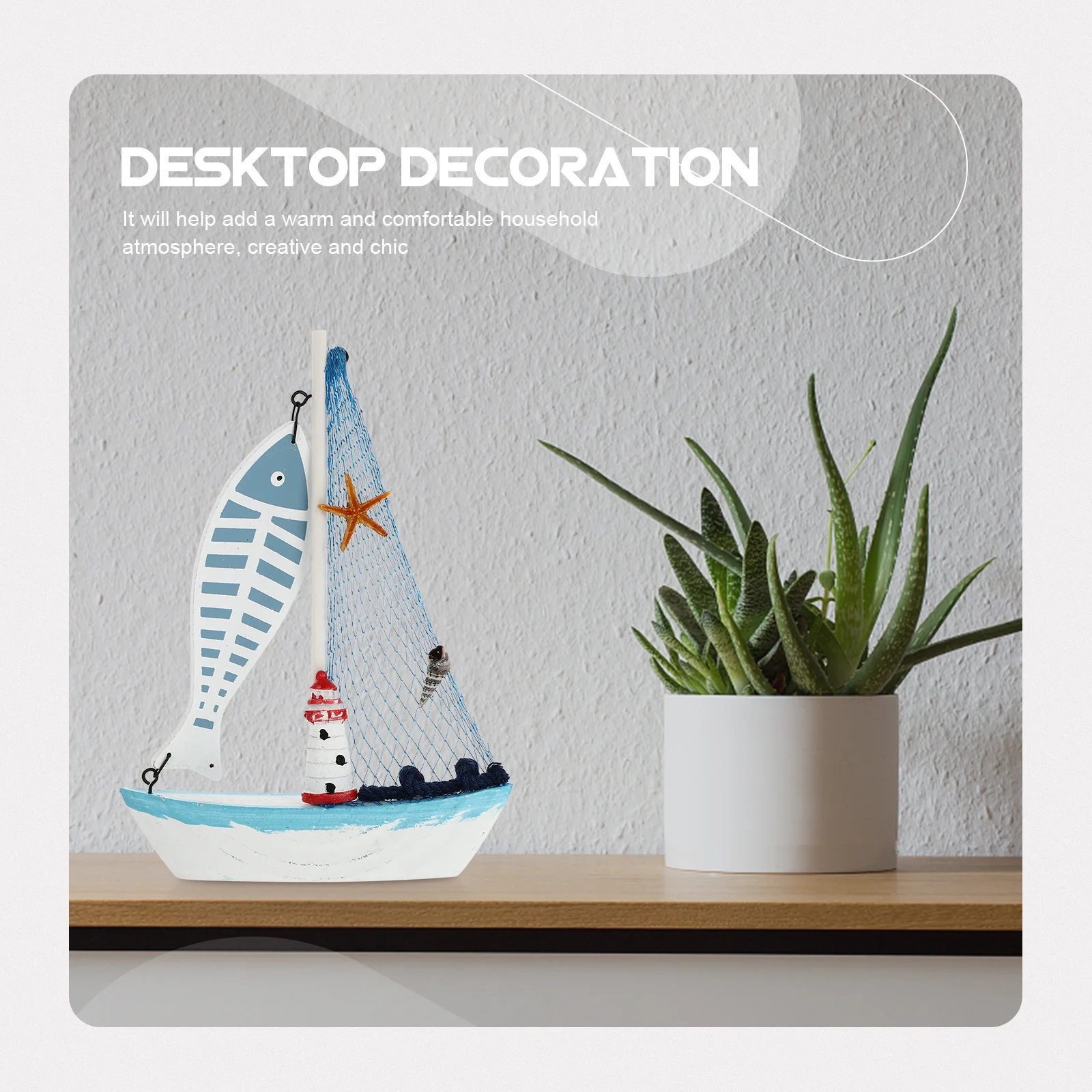 

Chic Sailing Boat Decor Sailboat Craft Nautical Tabletop Ornament Mini Figurine Home Crafts Adorn Blue for