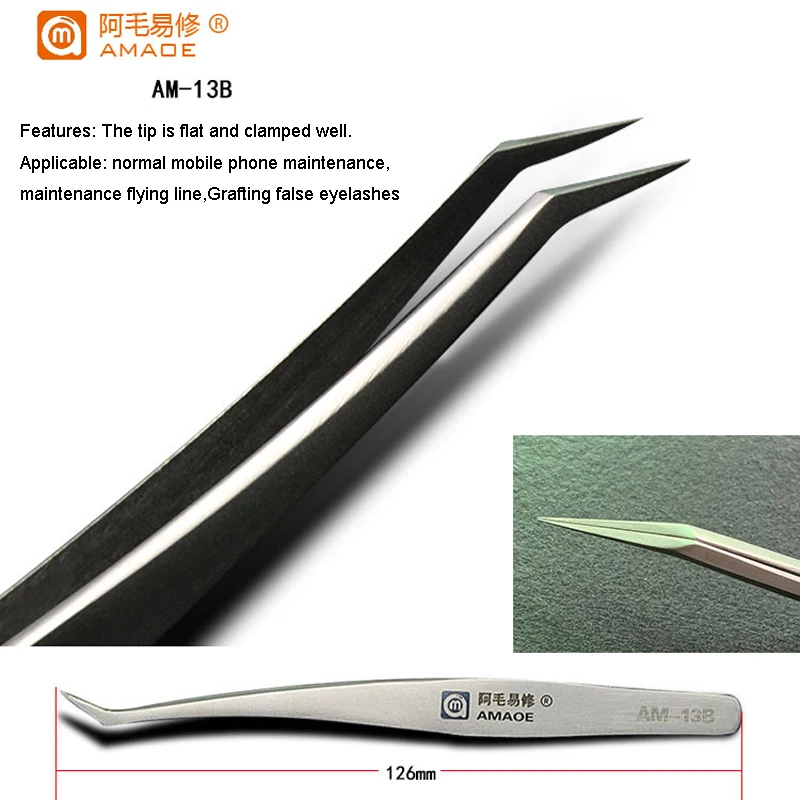 Amaoe Tweezers Forsep Presisi Baja Sidik Jari Garis Terbang Aloi Titanium untuk Perbaikan Lonjakan Kabel Motherboard Ponsel