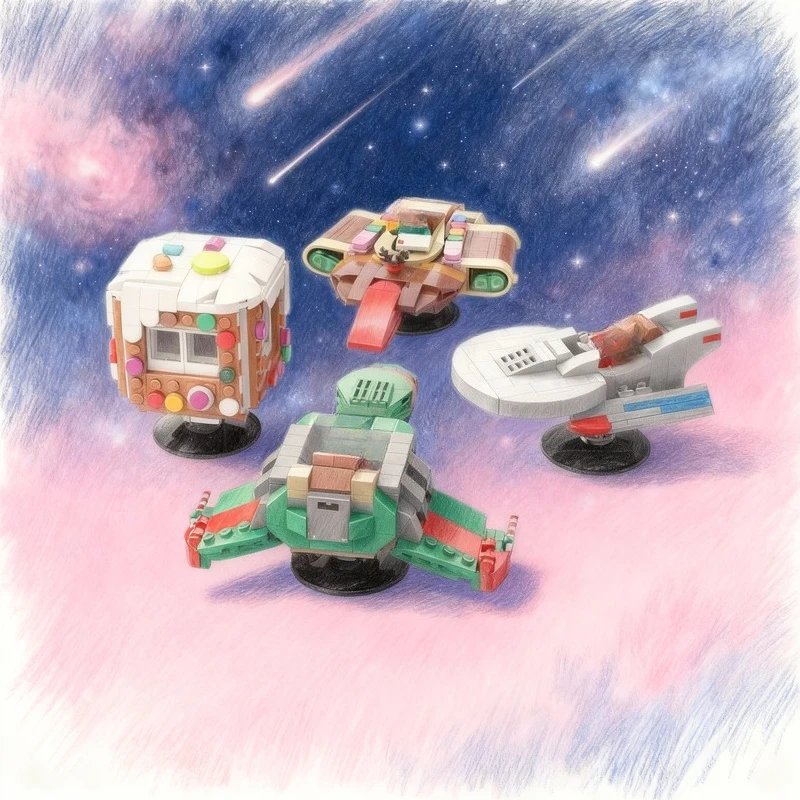 

823 детали MOC: Битва при Рудольфе 359 — Звездный путь, рождественская космическая модель, конструктор, креативный подарок, декор для демонстрации, премиум-класс