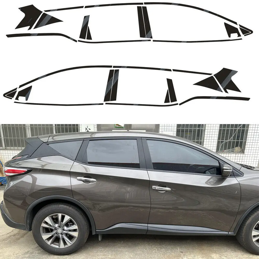 Matte/Glossy Black Chrome Delete Window Trims For Nissan Morano 2015-2021