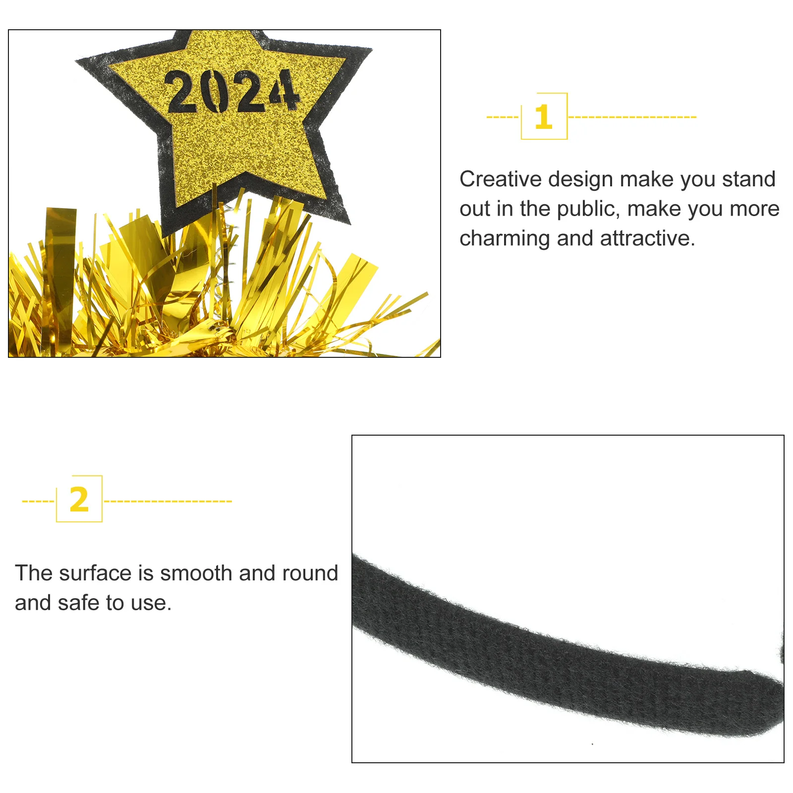 

2 шт., повязка на голову с Новым годом, повязки на голову с пентаграммой, блестящие для женщин, праздничная мисс