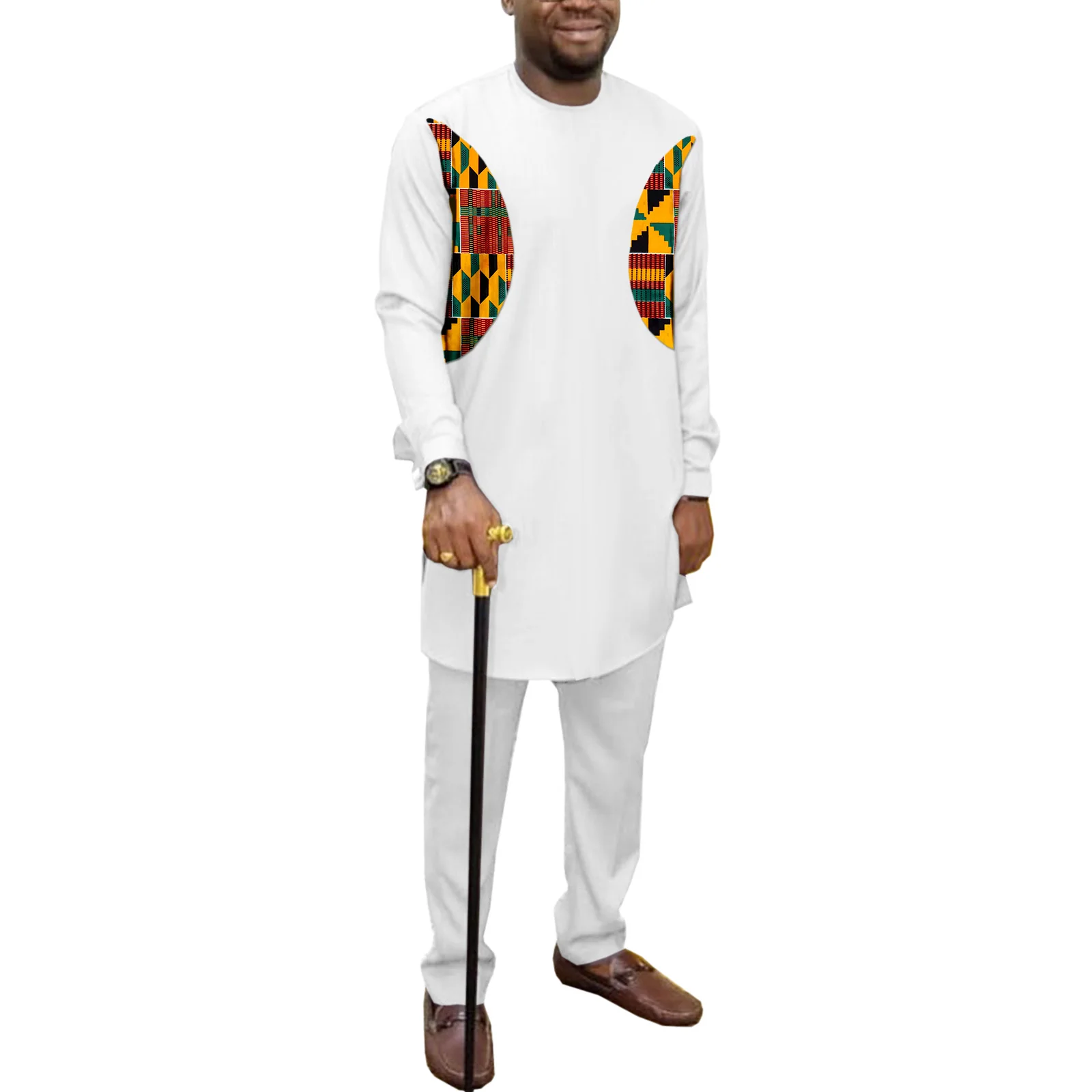 

SEA&ALP African Suits for Men Casual Dashiki Print Shirts and Pant 2 Piece Set Ankara Outfits Wedding