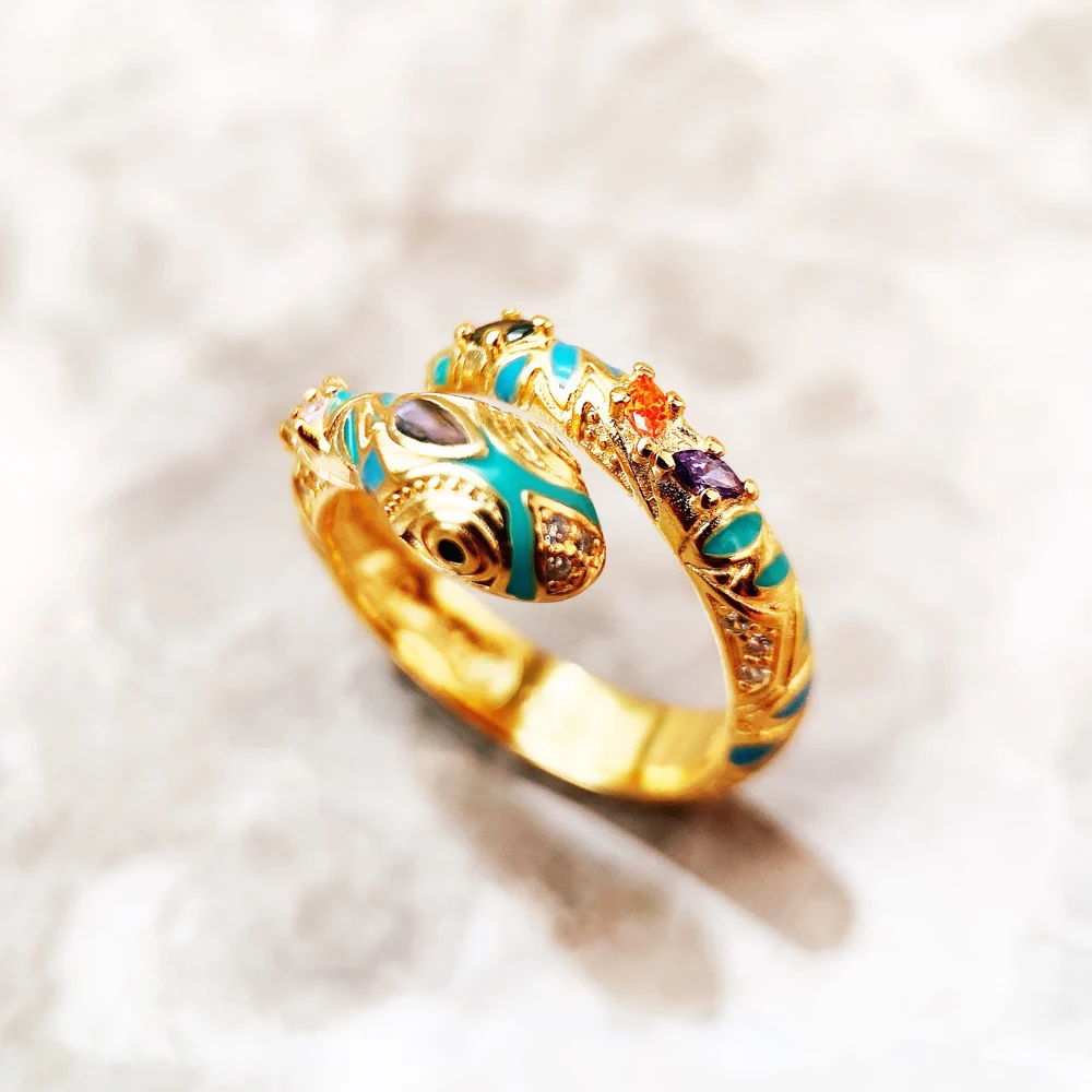 Women's Golden Snake 925 Sterling Silver Ring, Elegant Design