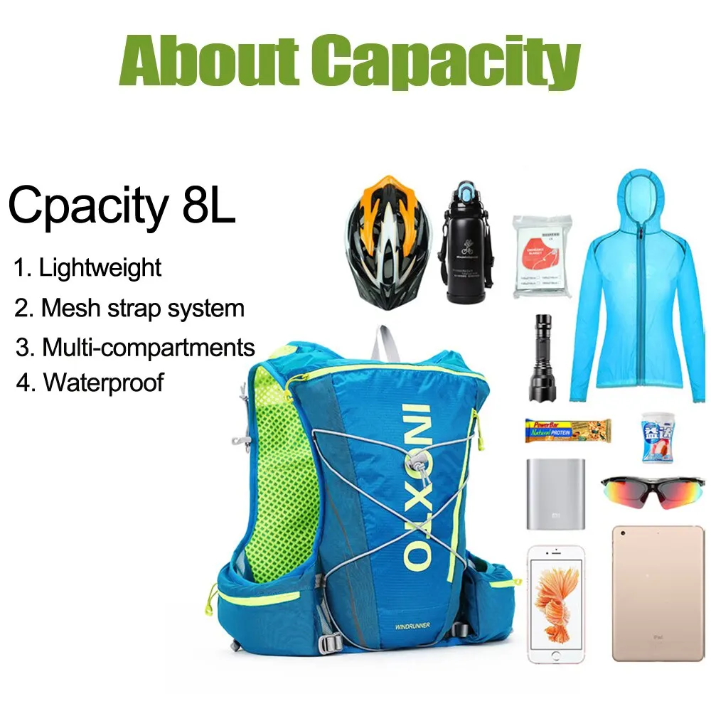 NEWBOLER Running Hydrating Vest Backpack 8L, Cycling Hydrating Backpack Hiking Marathon Hydrating, With 2L Water Bag