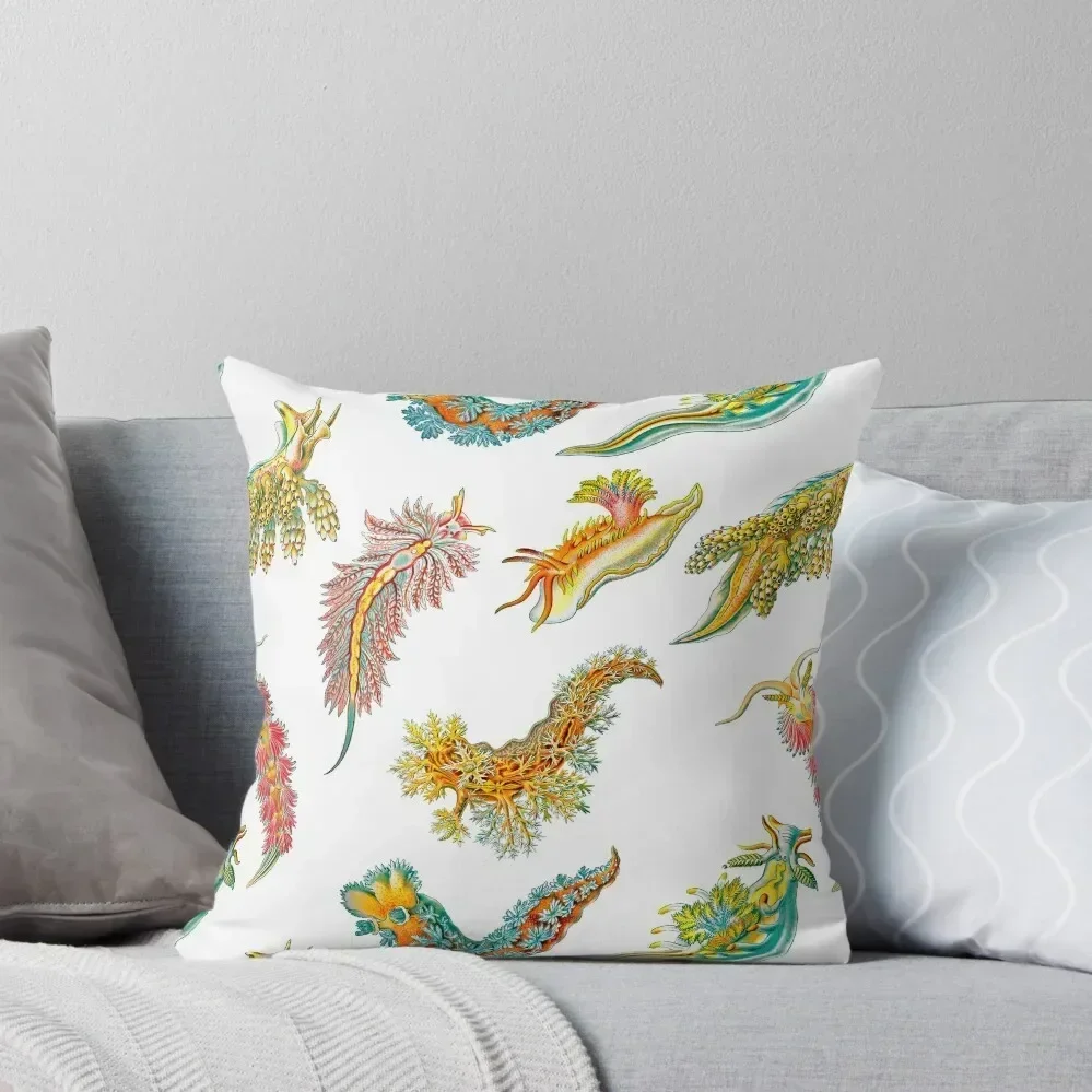 

Ernst Haeckel Nudibranch Sea Slugs Tossed Throw Pillow luxury decor christmas pillowcases Covers For Sofas pillow