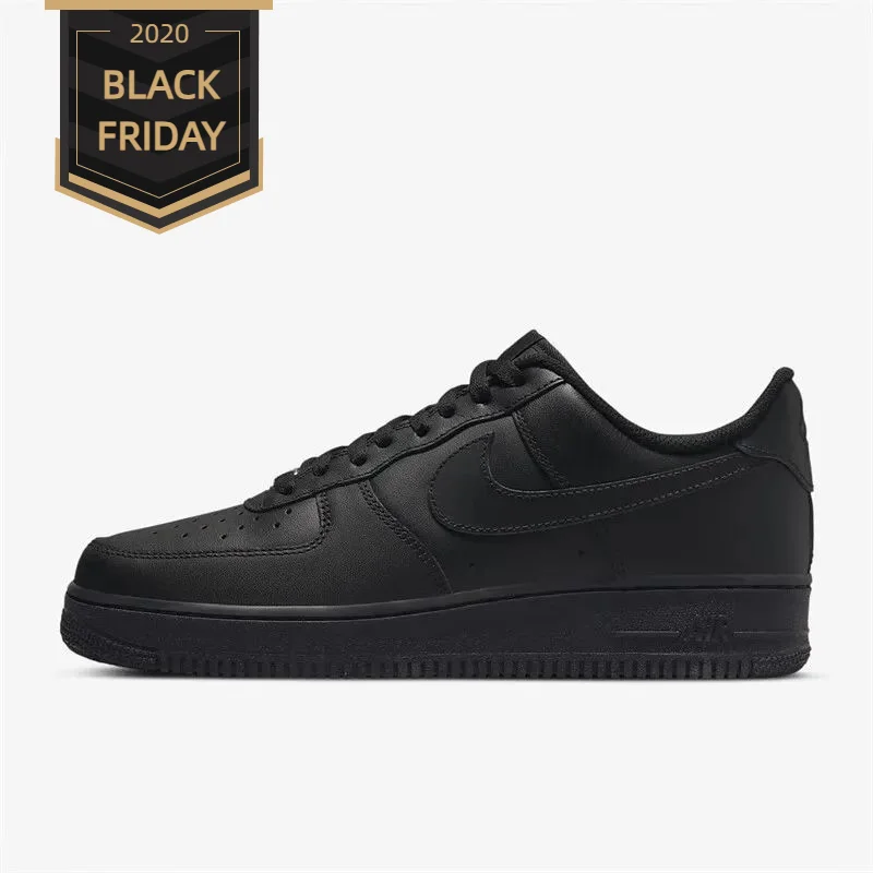 Air Force 1 Nike Men's and Women's Skateboarding Shoes Fashion Black and White Comfortable Af1 Casual Sports Shoes Board Shoes