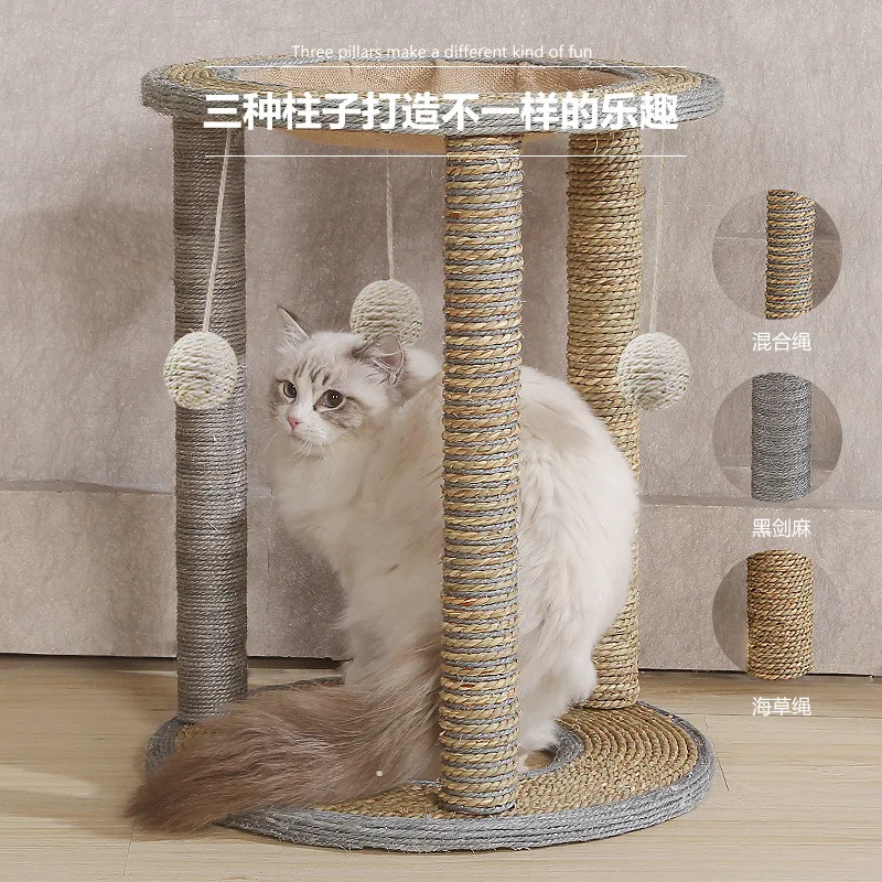 

Four Seasons Sisal Cat Climbing Frame, Cat Nest, Claw Grinding Column, Funny Cat Toy, Jump Platform Pet Supplies