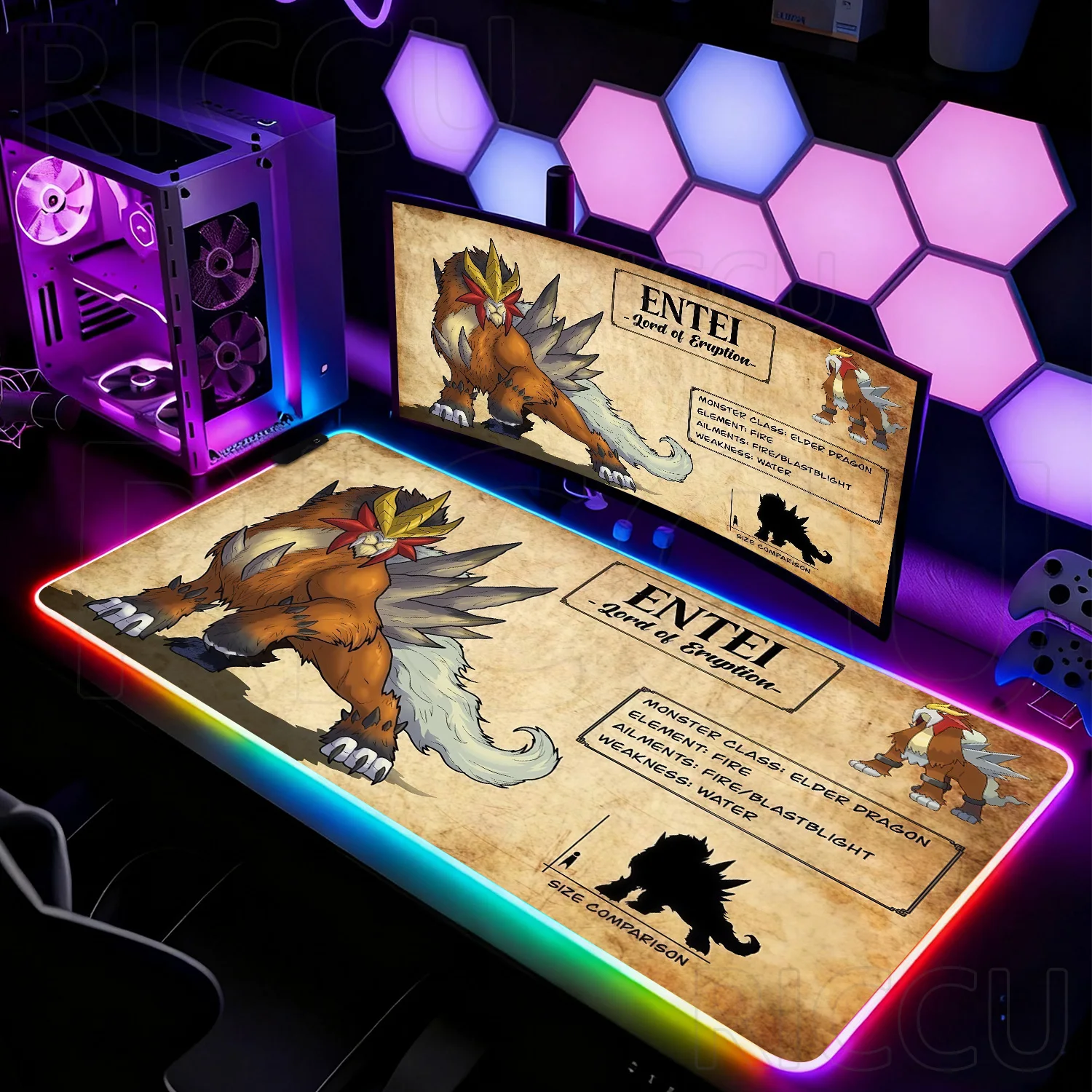 

RGB XXL Pokemon Rayquaza Kyogre Groudon Keyboard Desk Mat large size Mouse Pad Computer PC LED Mousepad Carpet Game Accessories