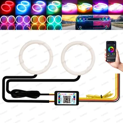 2P RGB Lotus Lamp APP Control Angel Eyes White Amber Halo Ring for Car UTV Motorcycle DRL Headlight Decorative Light Turn Light