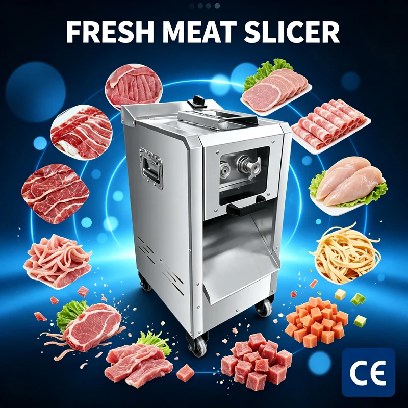 Electric Stainless Steel 2200W Vertical Commercial Fresh Meat Processing Machine For Canteen Restaurant Meat Slicer