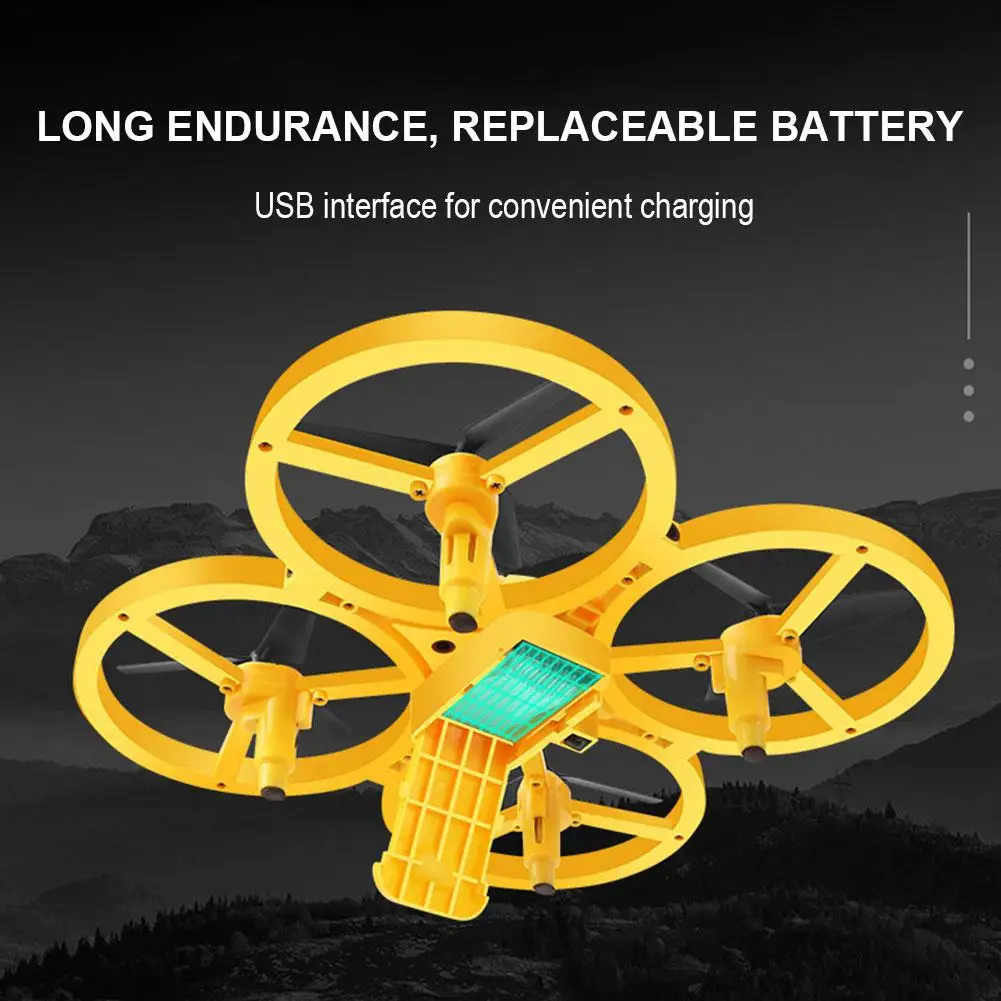 Hand Controlled Drone RC Mini Quadcopter Gesture Sensing Flying With LED Lights Altitude Hold Watch Control Kids Birthday Gifts