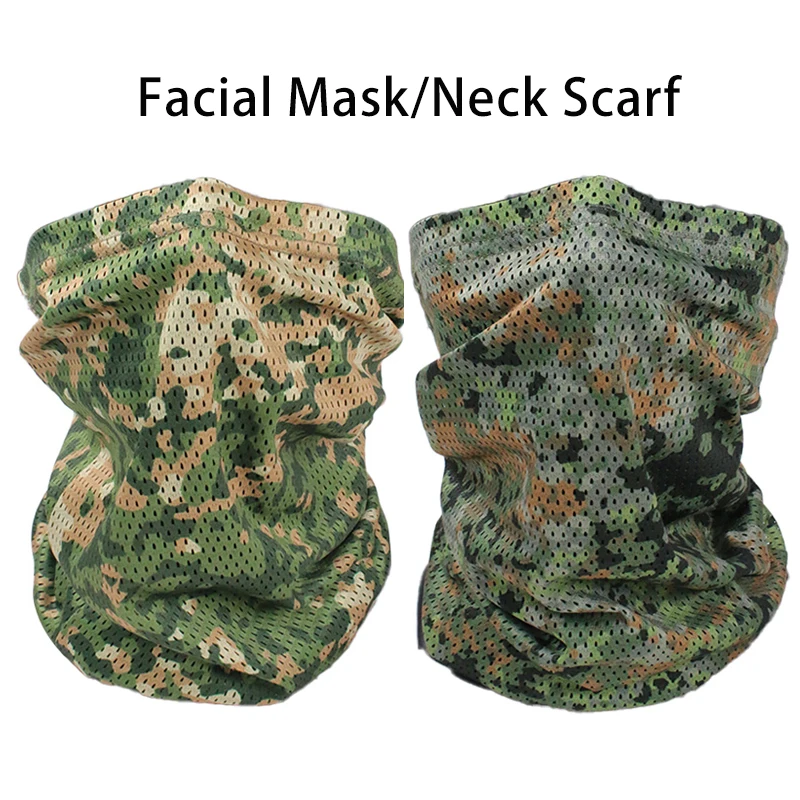 Verão masculino leve ao ar livre ciclismo protetor solar máscara facial pescoço cachecol engrenagens táticas NFP-MULTI us4ces camo caça cachecol