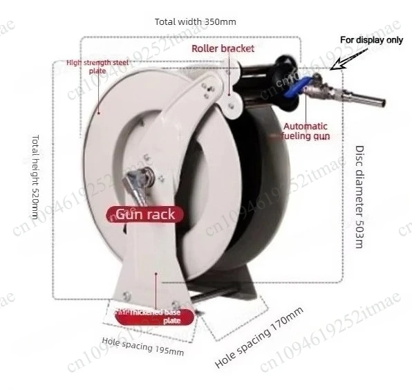 Car Refueling Machine Pipe Air Water Drum Electric Wire Reel, High Pressure Retractable Hose Reel For Workshop