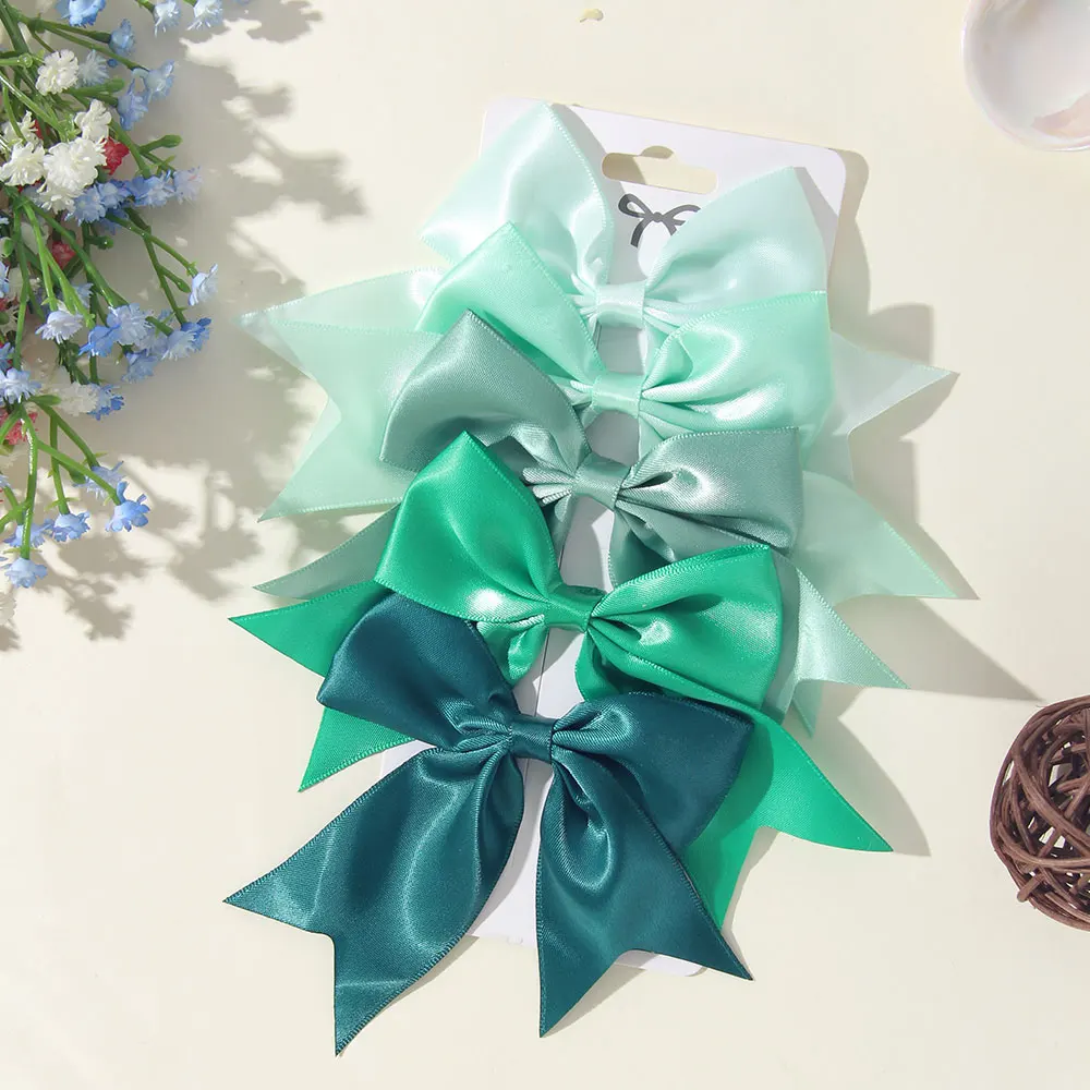 5 قطعة فتاة بلون الحرير القوس مشبك شعر ملون كلاسيكي متعدد الاستخدامات الأطفال Bowknot دبابيس الشعر الطفل إكسسوارات الشعر الهدايا اليدوية