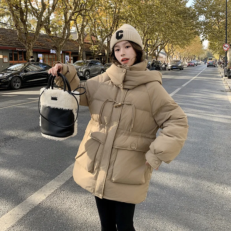 

Warm Cotton Padded Jacket Ladies 2026 New Korean Winter Long Down Coat Women Parkas Hooded Outerwear Fashion Overcoat Female Top