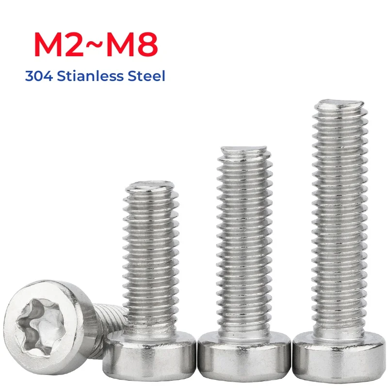 M2 M2.5 M3 M4 M5 M6 M8 304 Stianless Steel Torx Six-Lobe Thin Low Short Profile Head Cap Screw Bolt