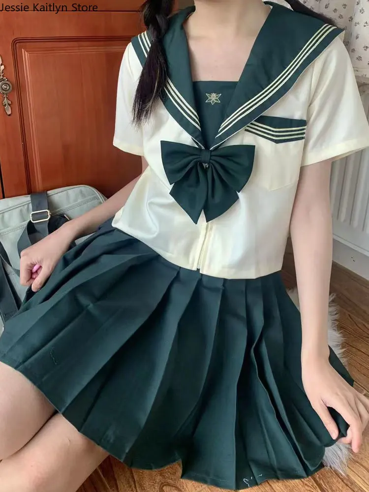 Uniforme scolaire japonais JK Kawaii, tenue d'été mignonne de marin à manches courtes pour filles, ensembles de costumes de Cosplay de dessin animé