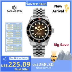 San Martin 40mm Gradient Waffle Dial BB NH35 Automatyczny zegarek dla mężczyzn Jubilee Bracelet Luxury Dive BGW-X1 Erkek Saat SN0128-3