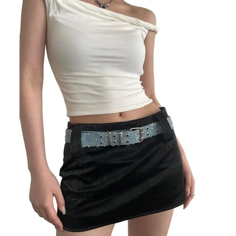 

Harajuku подростковый ремень с двойной пряжкой для девочек, тканевый ремень, регулируемые поясные ремни