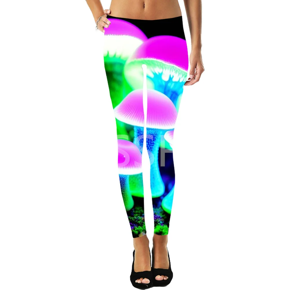 Mushroom Plant Fungus Psychedelic Trippy Tattoo Retro 3DPrint Sexy Women Leggings Yoga Funny Casual Briefs Fitness Outfit X8