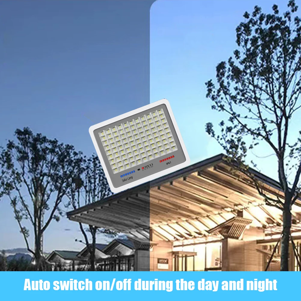 Solar Powered LED Flood Light IP67 Waterproof Outdoor Wall Floodlight Auto-On Outdoor Wall Lamp Multi Modes for Garden Courtyard