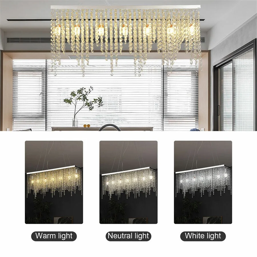 80CM Modern LED Cystal Ball Hanging Wire Square Pendant Light Fixture Rain Drop Curtain Chandelier Ceiling Lamp Lighting