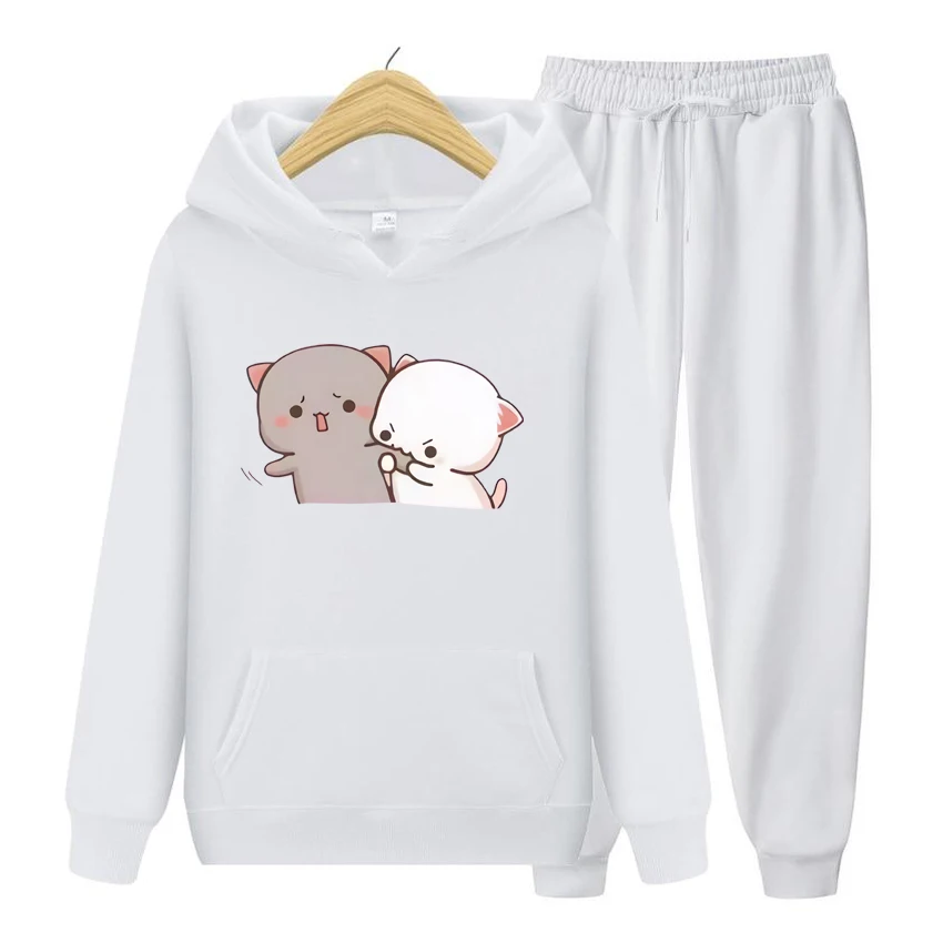 Women Hoodie Peach Cat Kawaii Print Women Hoodie Casual Oversized Pullover Popular Streetwear Fashion Sweatshirt Couple Clothing